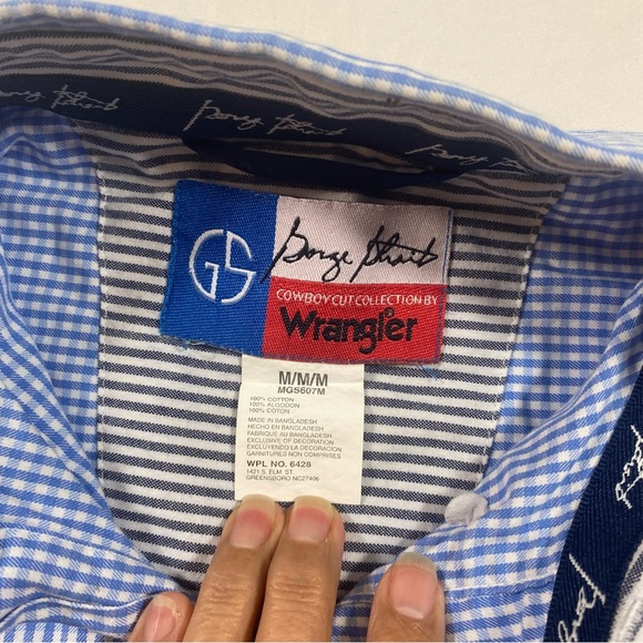 George Strait Wrangler Plaid Shirt long sleeve Men Medium western button down - Picture 5 of 6